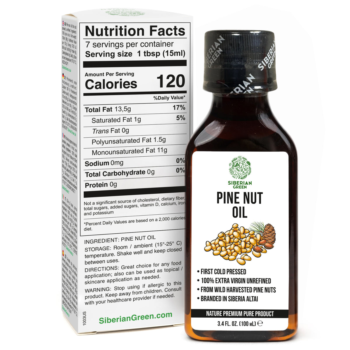 Sibirisches Pinienkernöl - Сold Pressed Premium Qualität