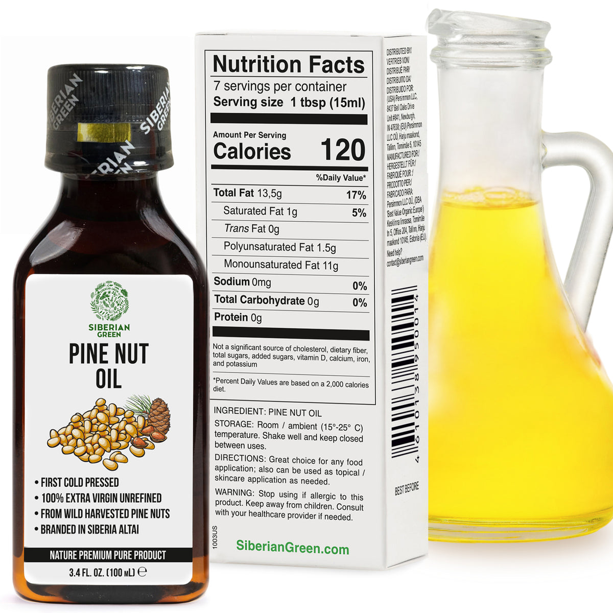 Aceite de Piñón Siberiano - Сold Pressed Calidad Premium