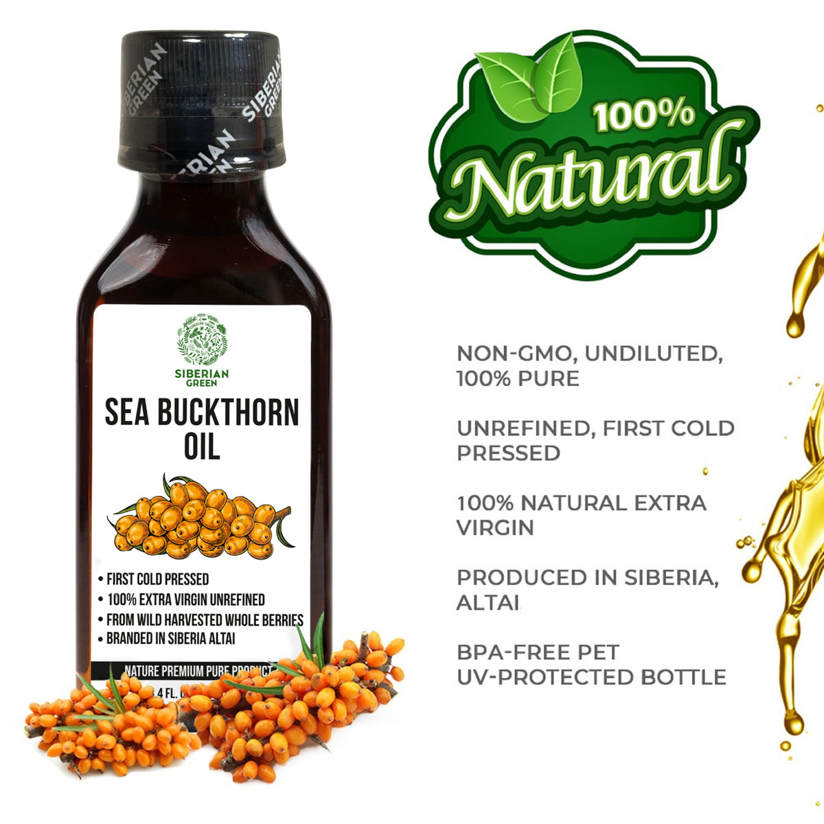 Sibirisches Sanddornöl - Extra Nativ Kaltgepresst (100ml)