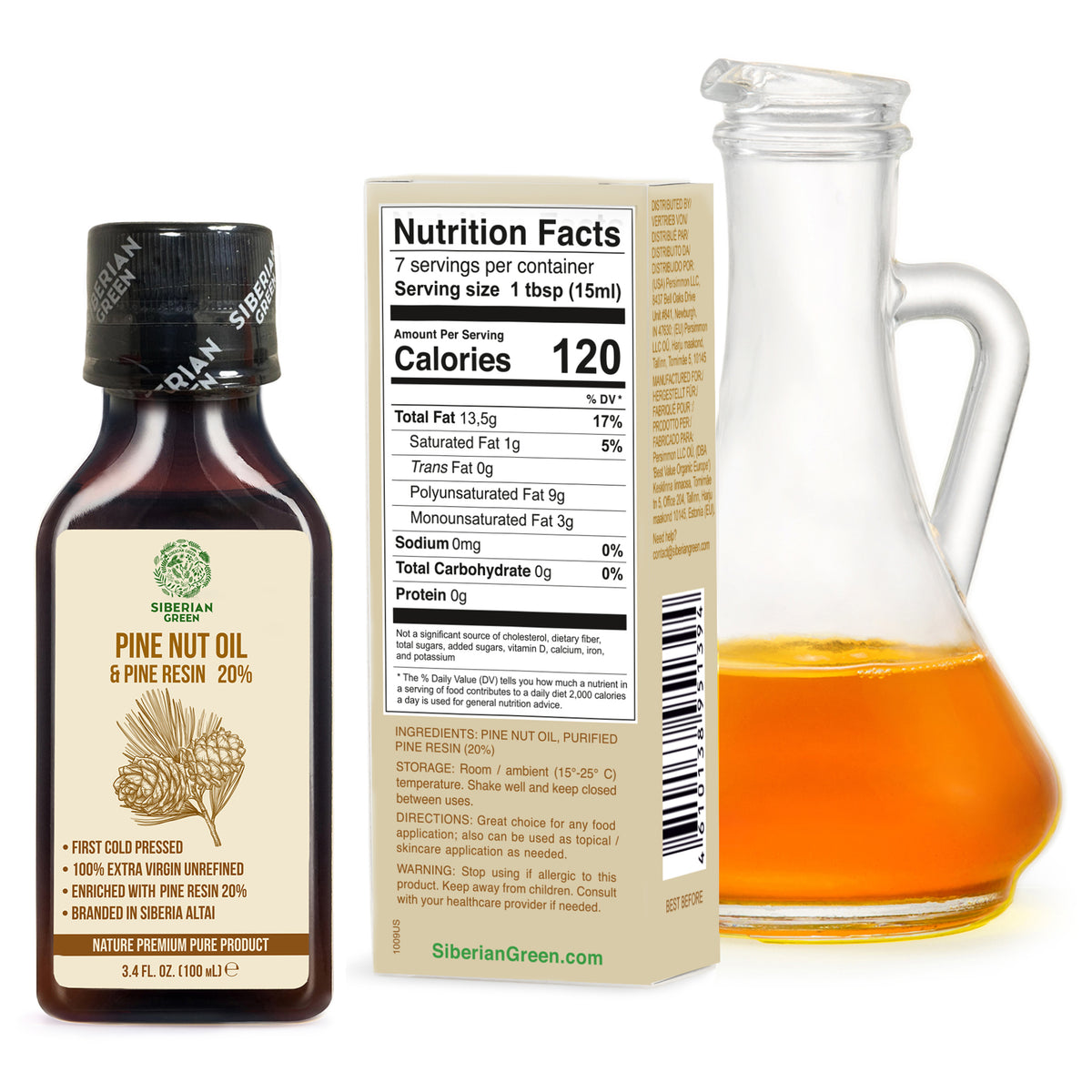 Olio di pinoli siberiani con resina di cedro - 100ml | 100% naturale e spremuto a freddo