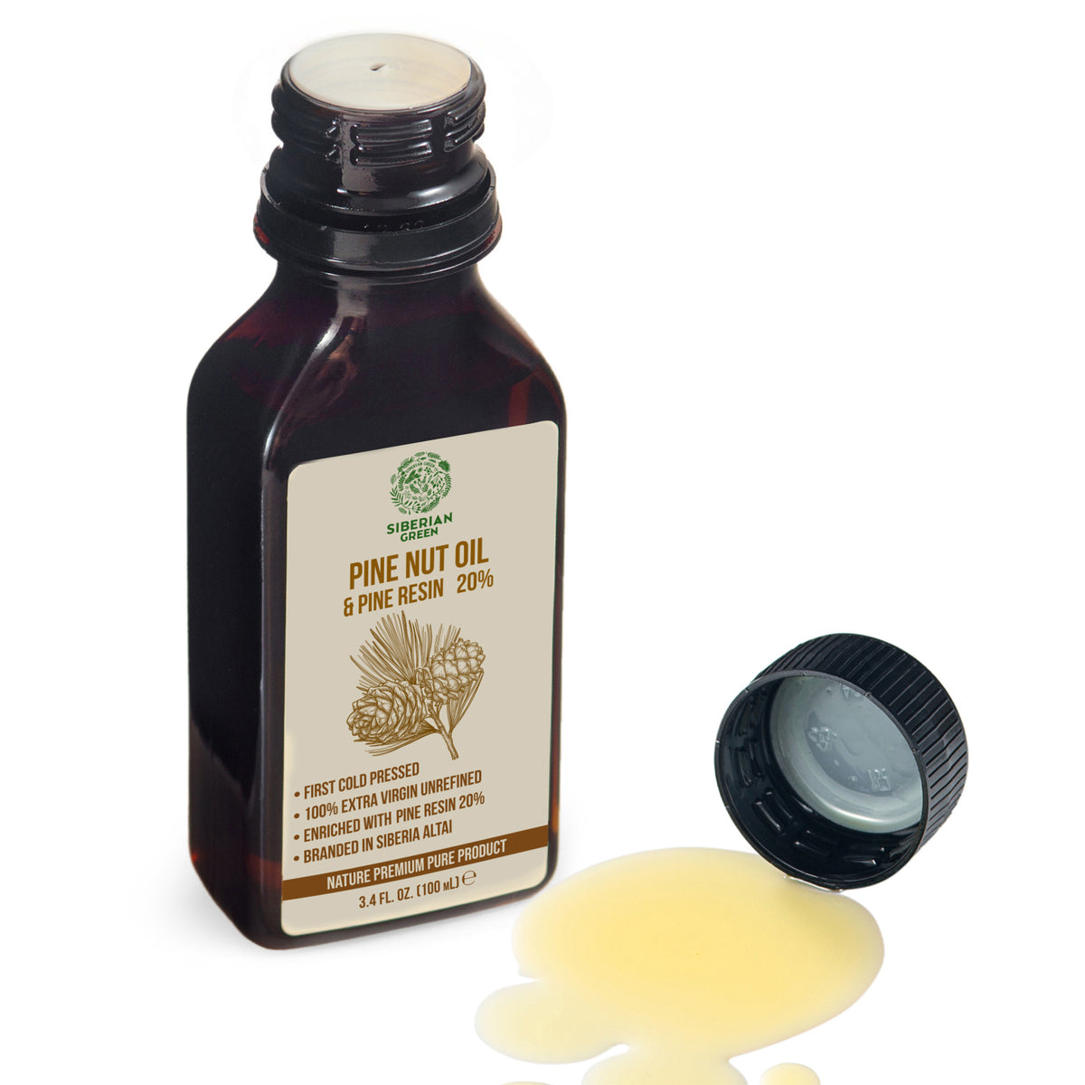 Olio di pinoli siberiani con resina di cedro - 100ml | 100% naturale e spremuto a freddo