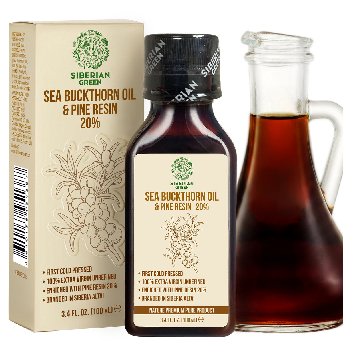Olio di Olivello Spinoso Siberiano con Resina di Pino Cedro | 100ml Extravergine Spremuto a Freddo