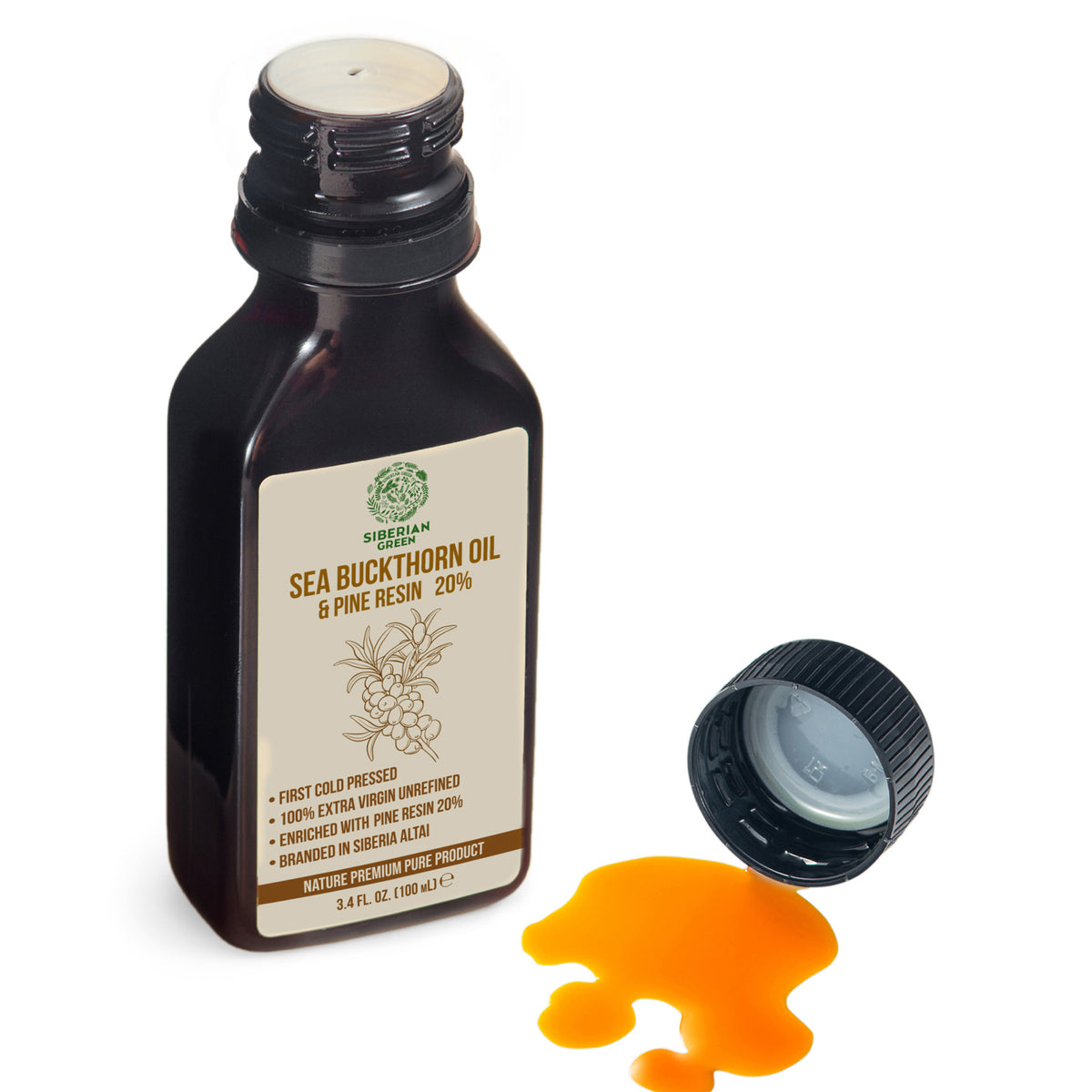 Sibirisches Sanddornöl mit Kiefern-Zedernharz | 100ml Extra Nativ Kaltgepresst