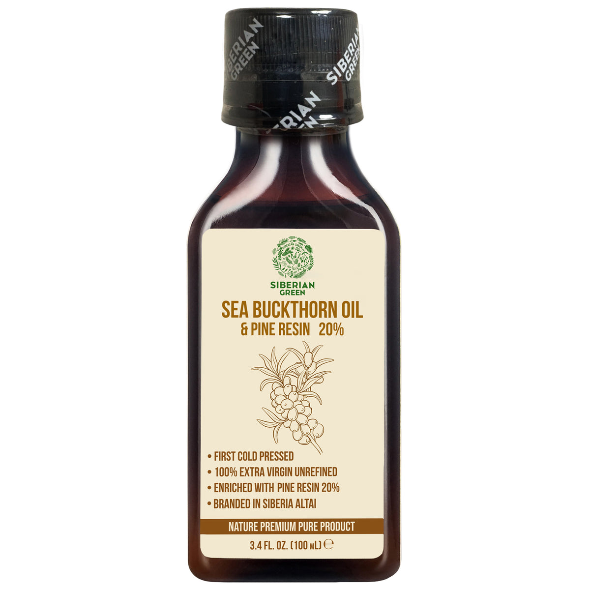 Sibirisches Sanddornöl mit Kiefern-Zedernharz | 100ml Extra Nativ Kaltgepresst