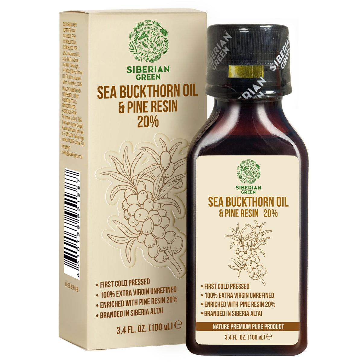 Olio di Olivello Spinoso Siberiano con Resina di Pino Cedro | 100ml Extravergine Spremuto a Freddo