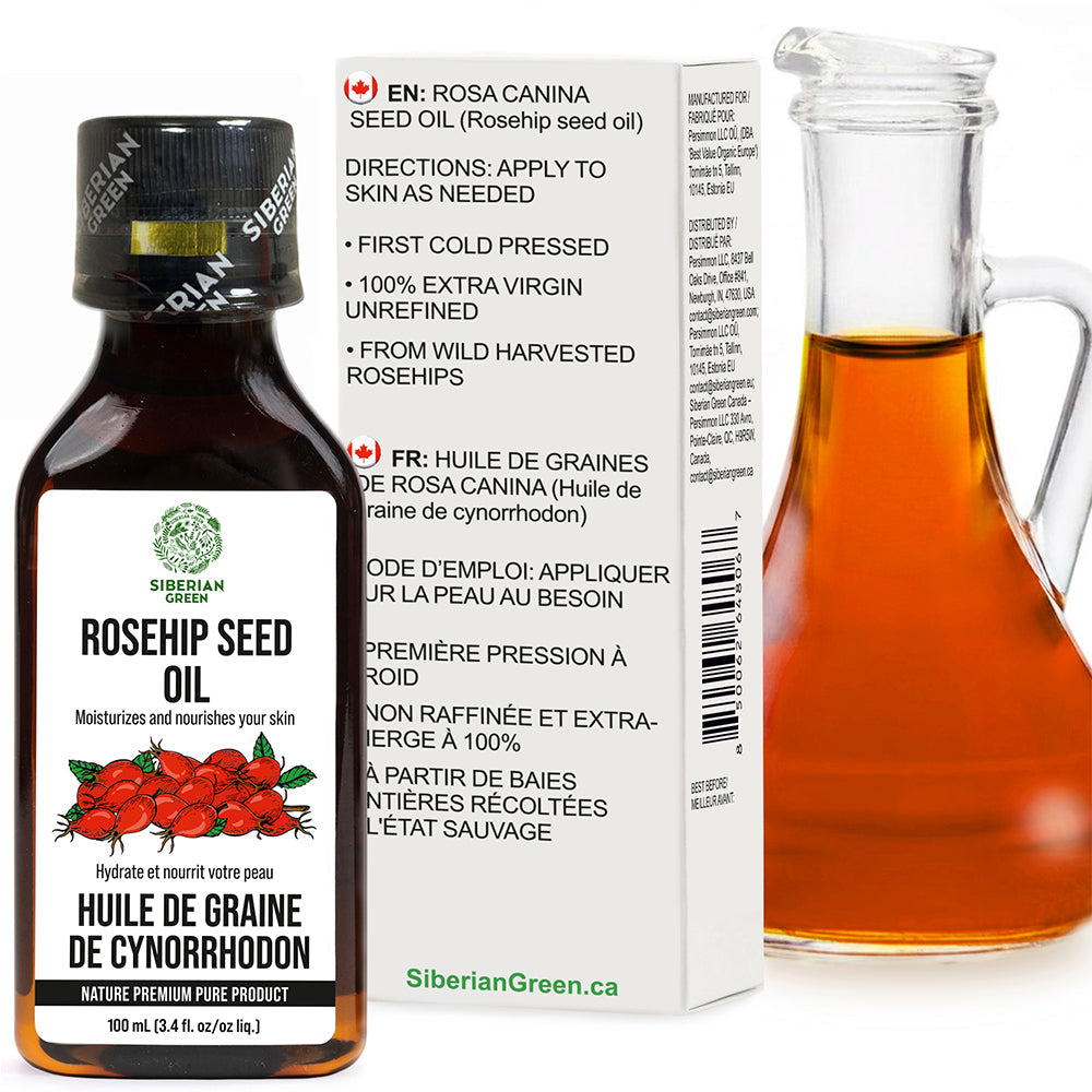 Siberian Green Wild Harvested Rosehip Seed Oil 100ml | Extra Virgin 100% Natural Skin and Wellness