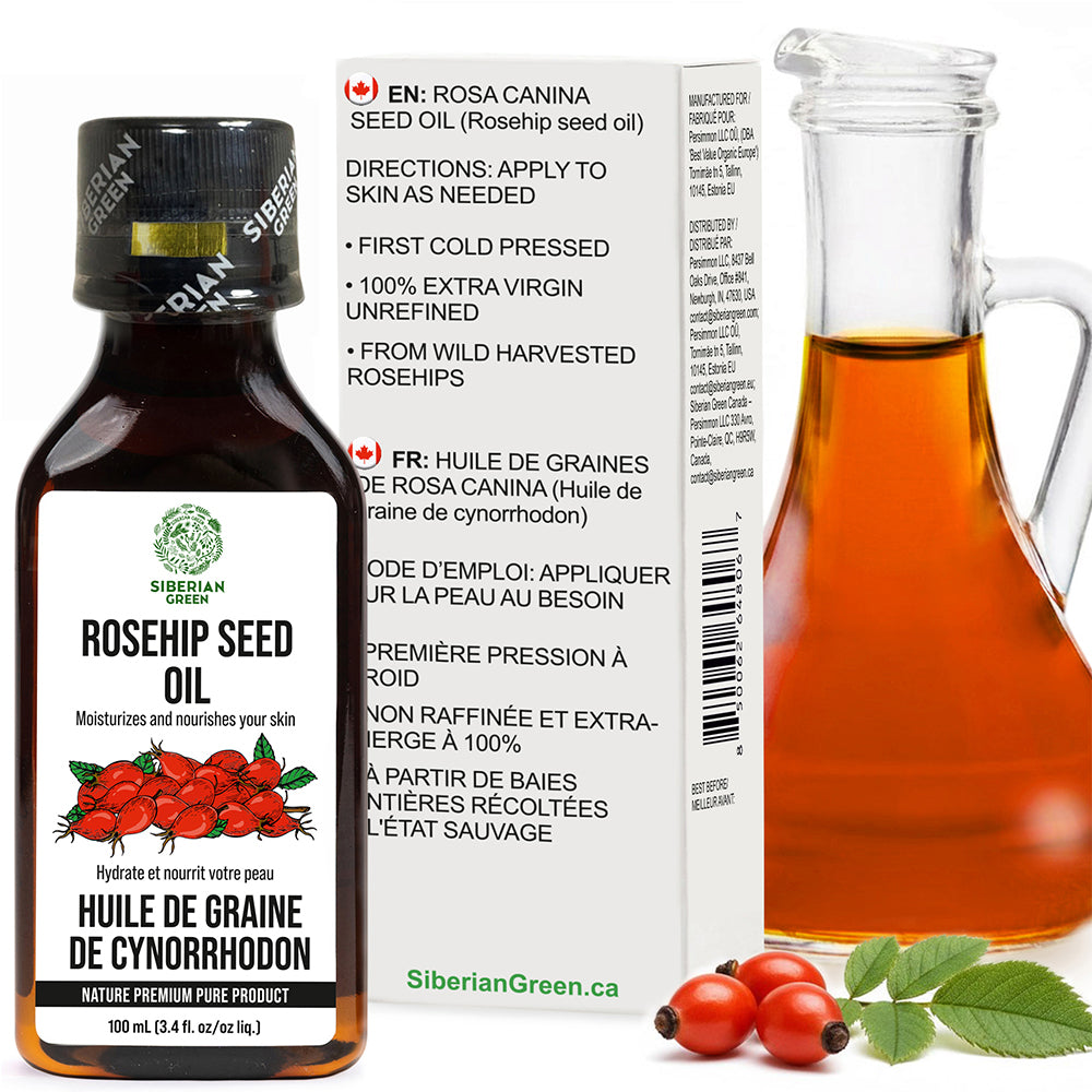 Siberian Green Wild Harvested Rosehip Seed Oil 100ml | Extra Virgin 100% Natural Skin and Wellness