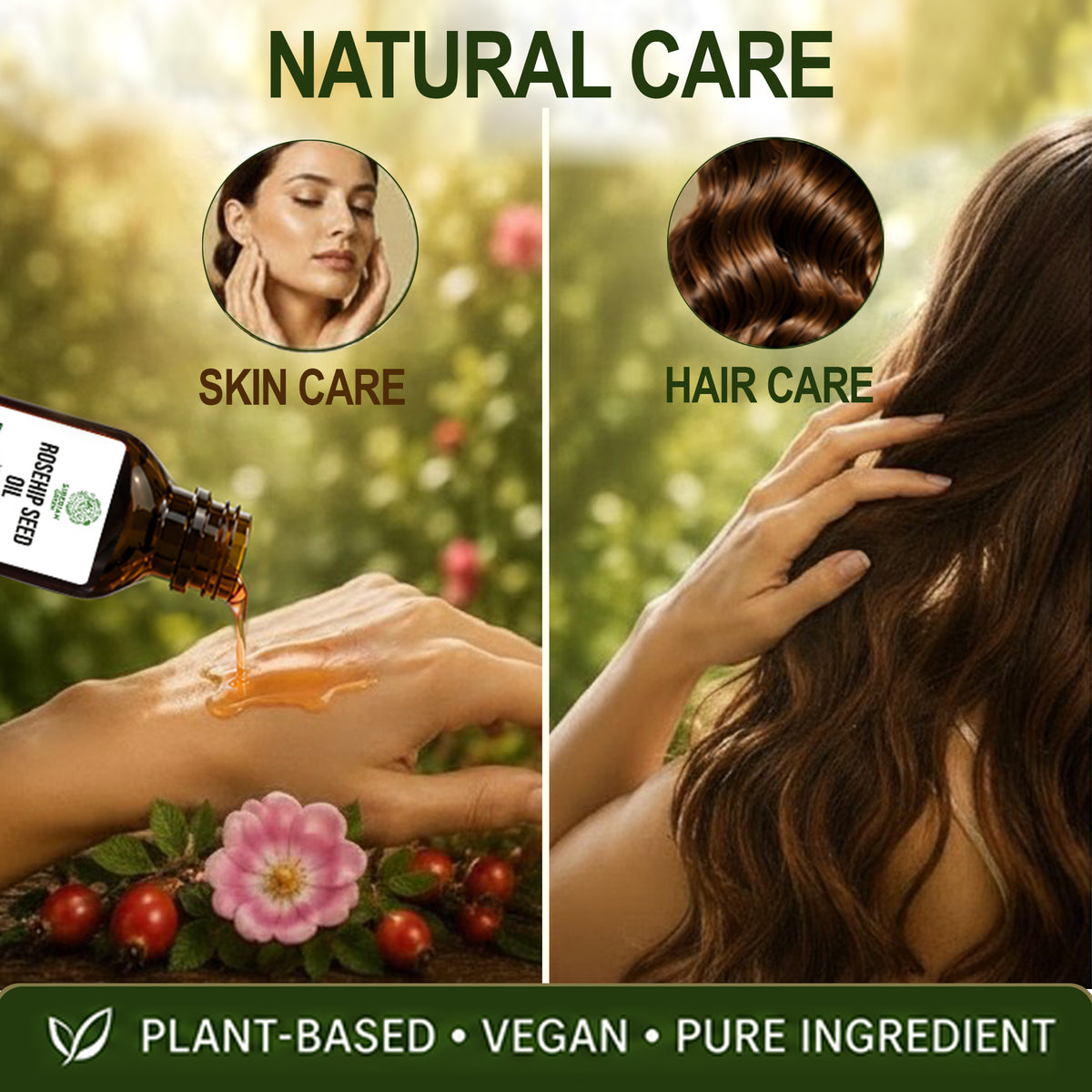 Olio biologico di semi di rosa canina 100 ml – Olio vegetale spremuto a freddo per viso, pelle e capelli