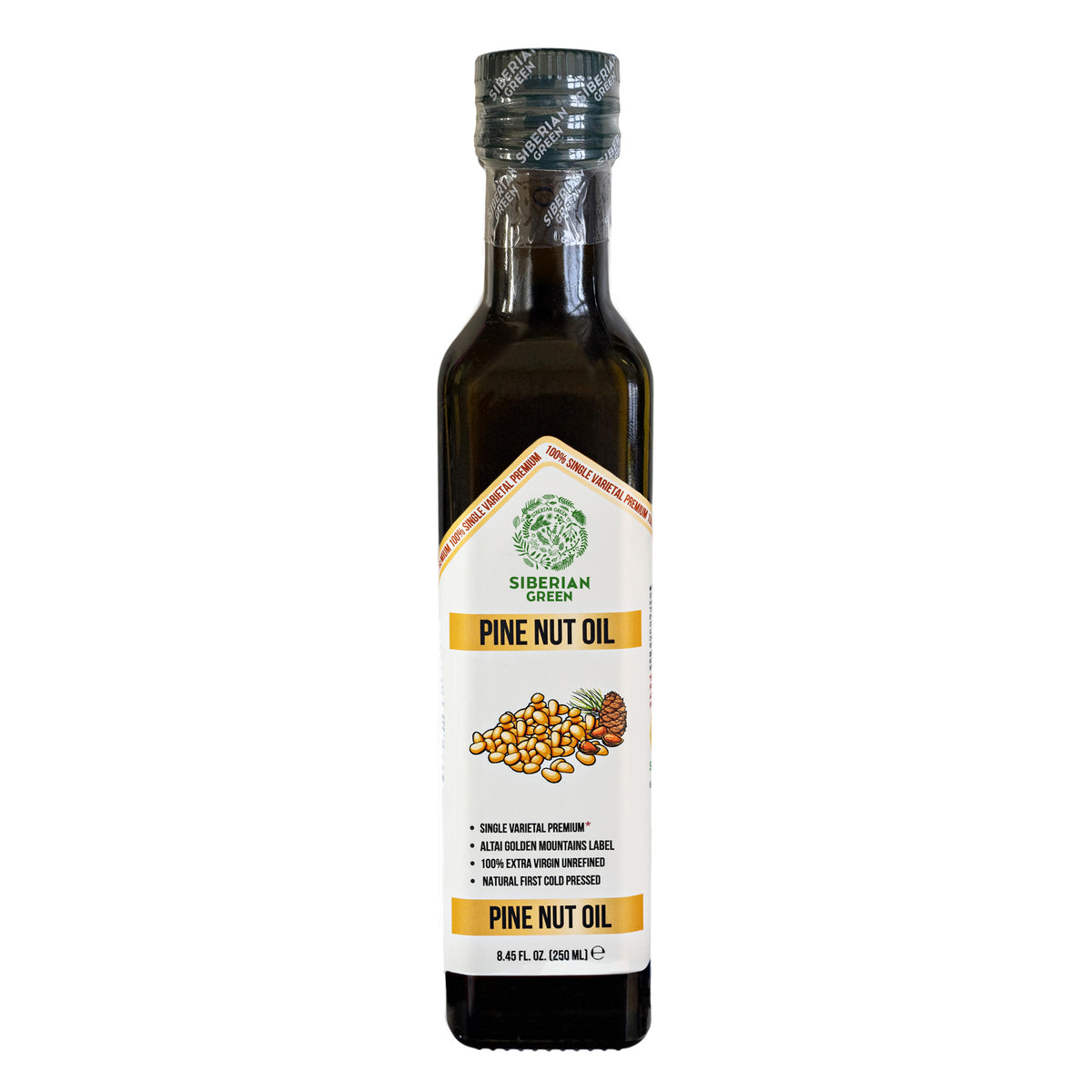 Siberian Green Organic Pine Nut Oil – Cold Pressed | 250ml Glass Bottle