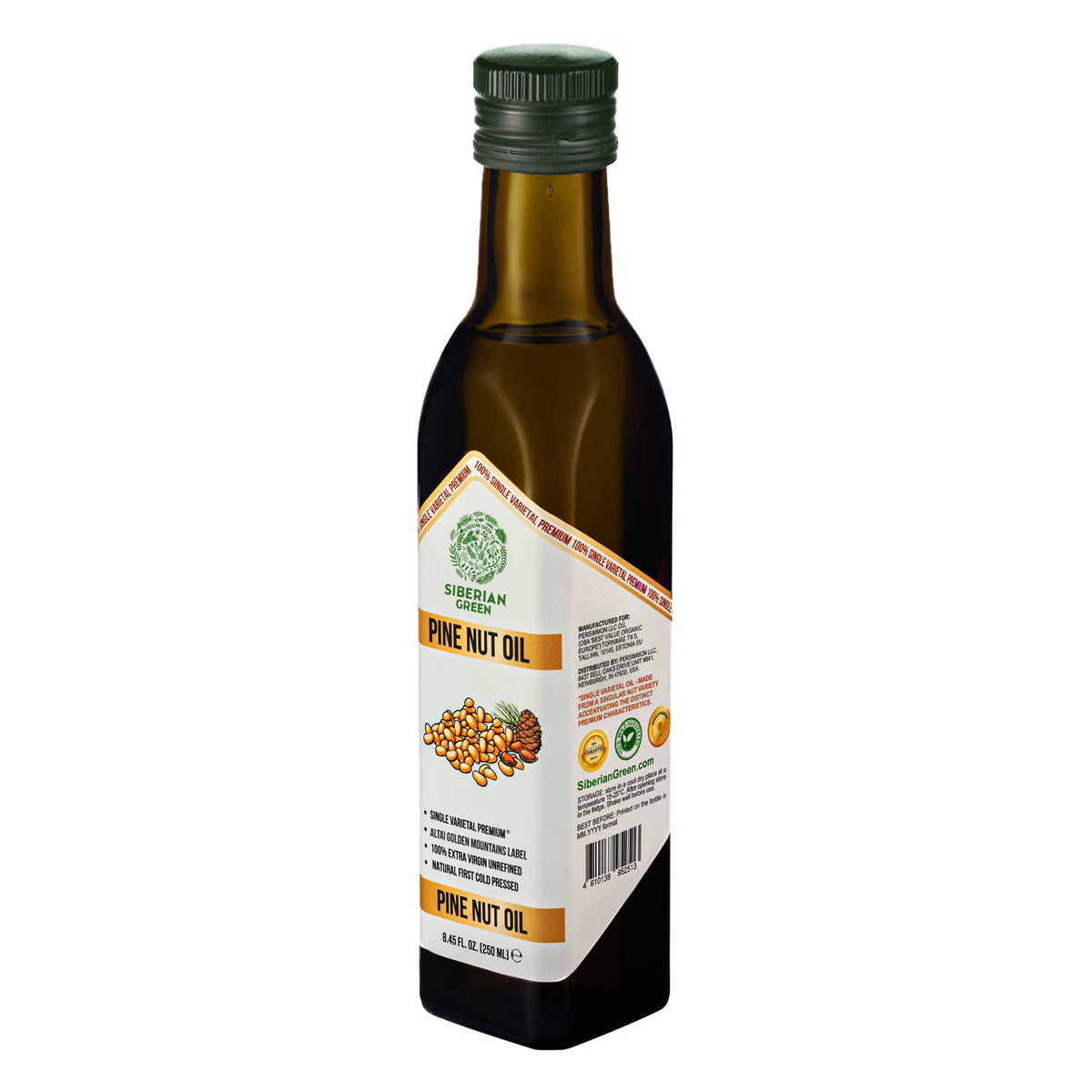 Siberian Green Organic Pine Nut Oil – Cold Pressed | 250ml Glass Bottle