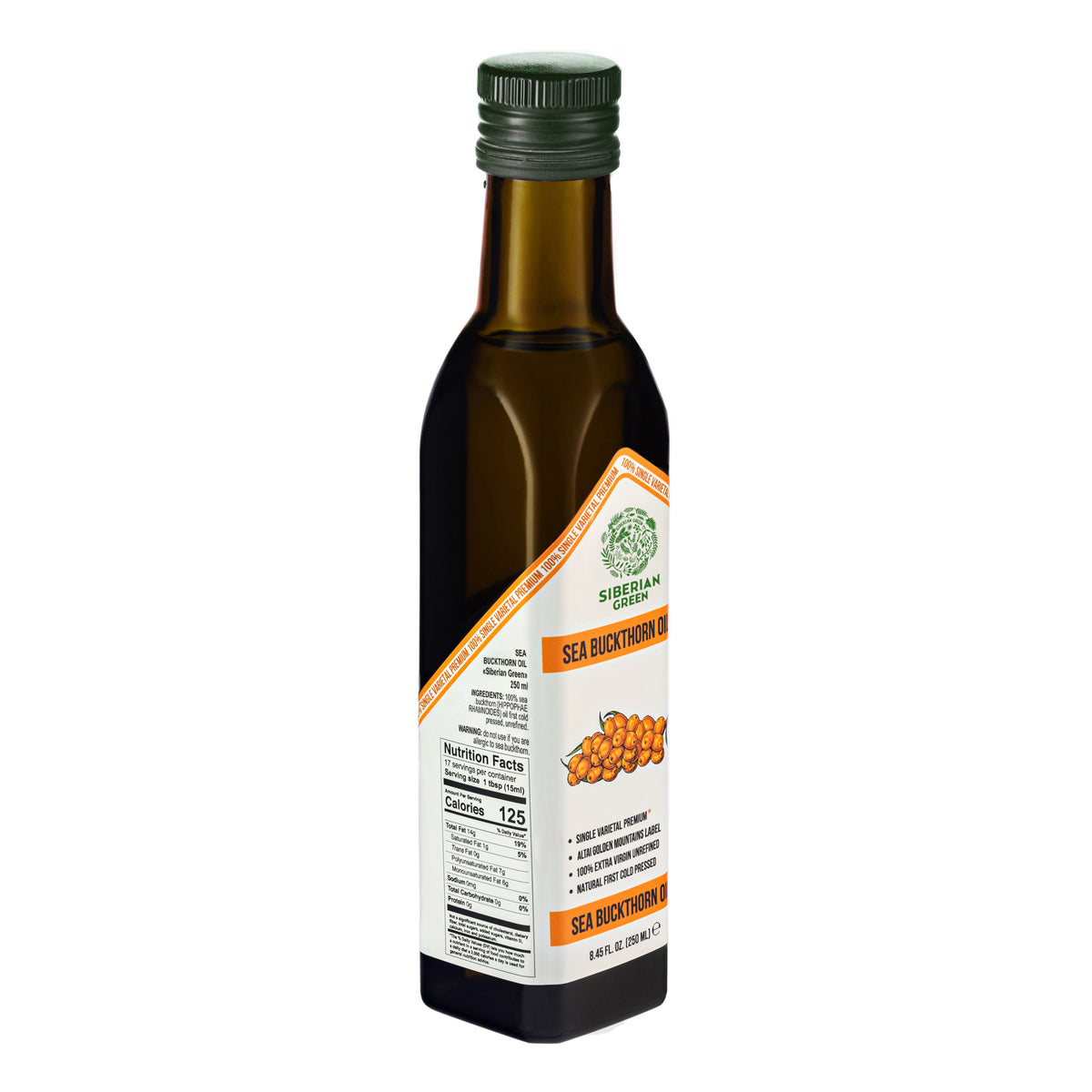 Siberian Green Sea Buckthorn Oil – 250ml Extra Virgin Cold-Pressed