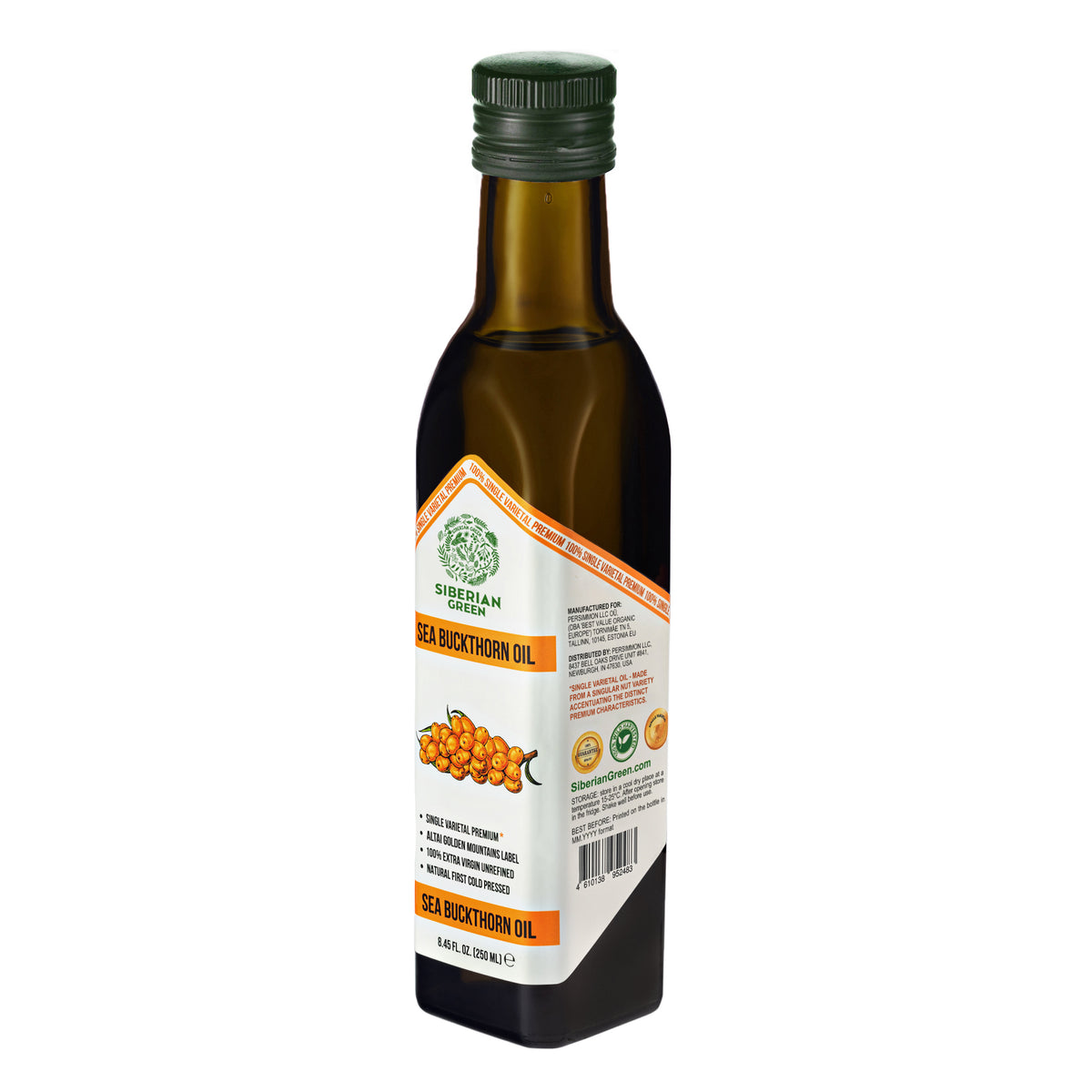 Siberian Green Sea Buckthorn Oil – 250ml Extra Virgin Cold-Pressed