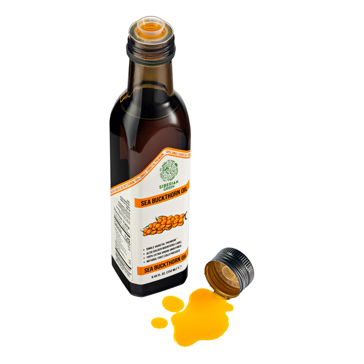 Siberian Green Sea Buckthorn Oil – 250ml Extra Virgin Cold-Pressed