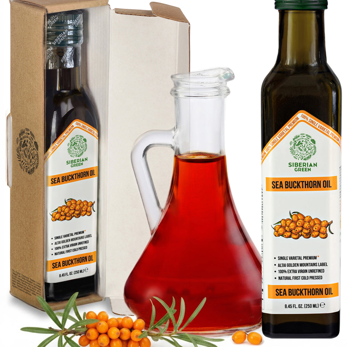 Olio di olivello spinoso verde siberiano - 250ml Extravergine spremuto a freddo