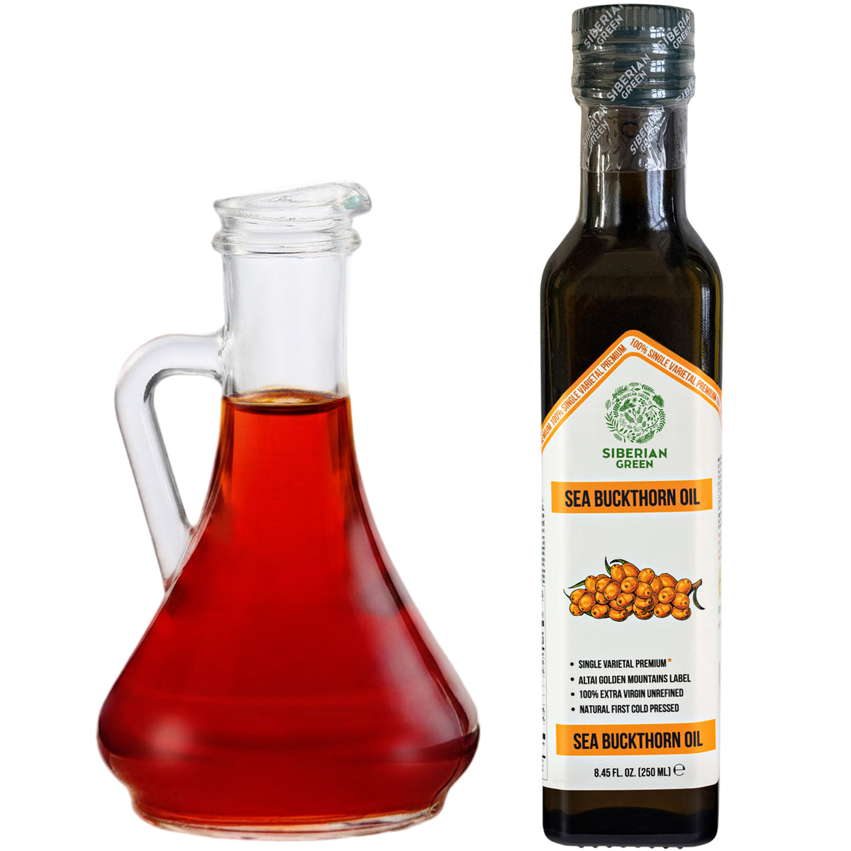 Siberian Green Sea Buckthorn Oil – 250ml Extra Virgin Cold-Pressed
