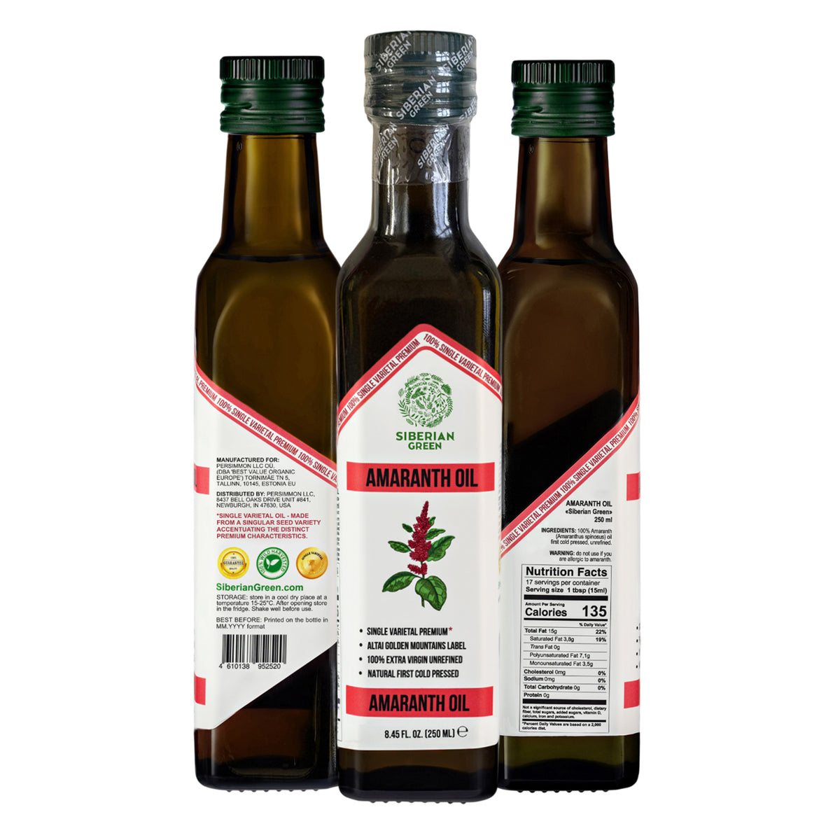 Siberian Green Amaranth Oil – Cold Pressed | 250ml Glass Bottle