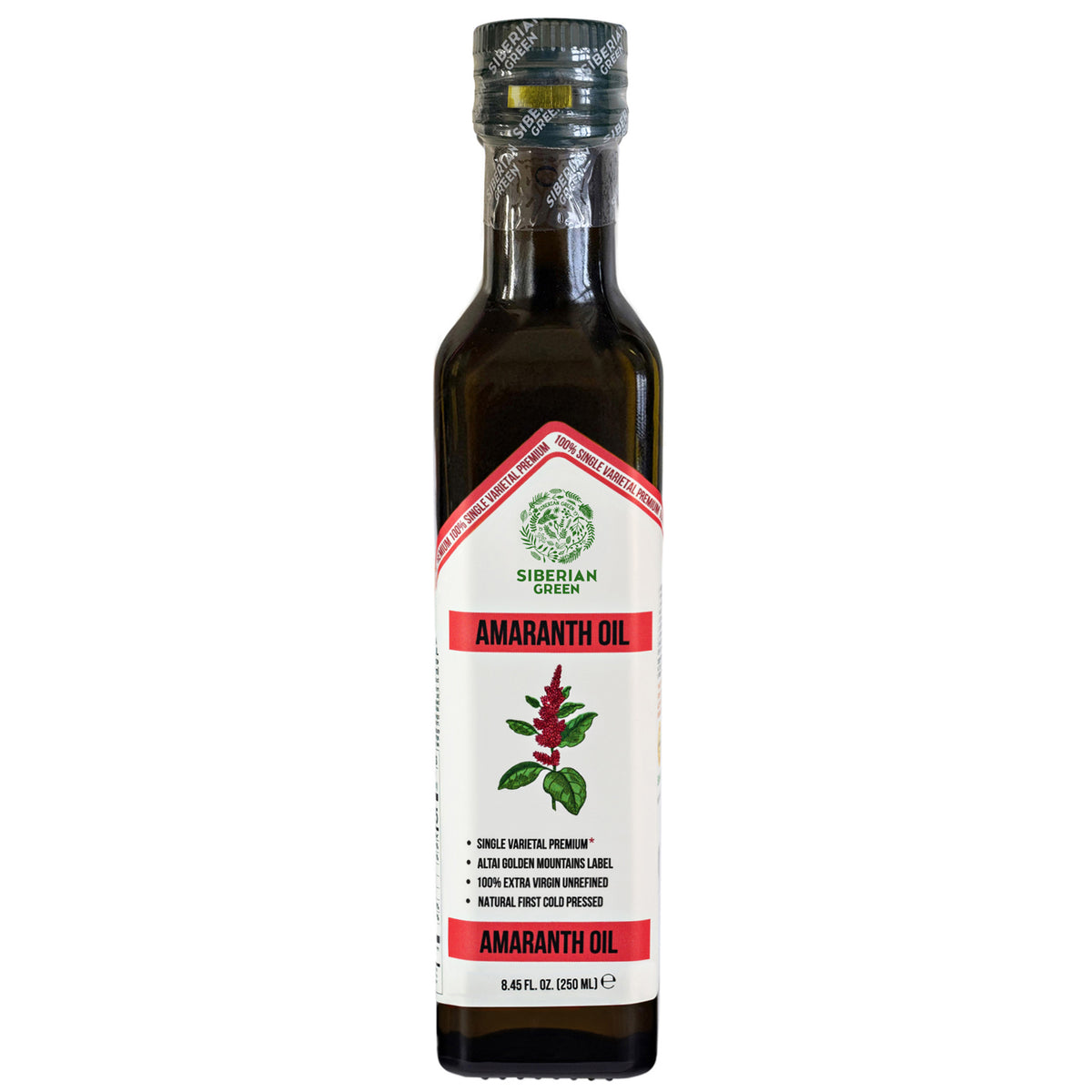 Olio di amaranto verde siberiano - Spremuto a freddo | Bottiglia di vetro da 250 ml
