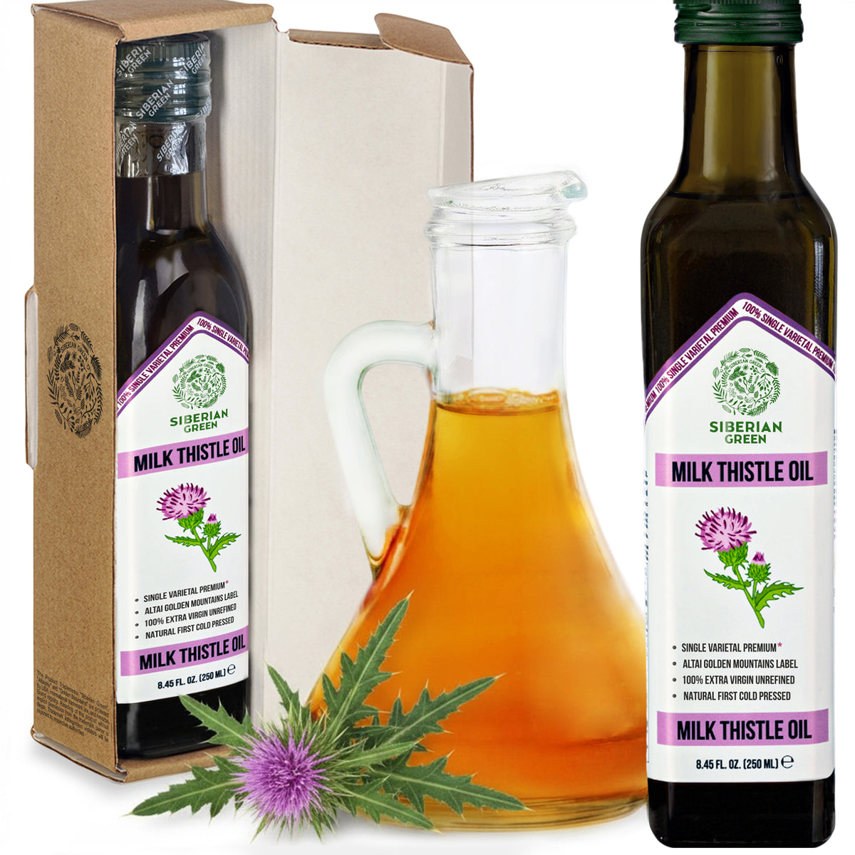 Huile de Chardon Vert de Sibérie - 250ml Extra Vierge pressée à froid
