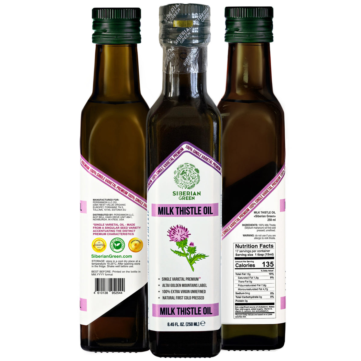 Huile de Chardon Vert de Sibérie - 250ml Extra Vierge pressée à froid