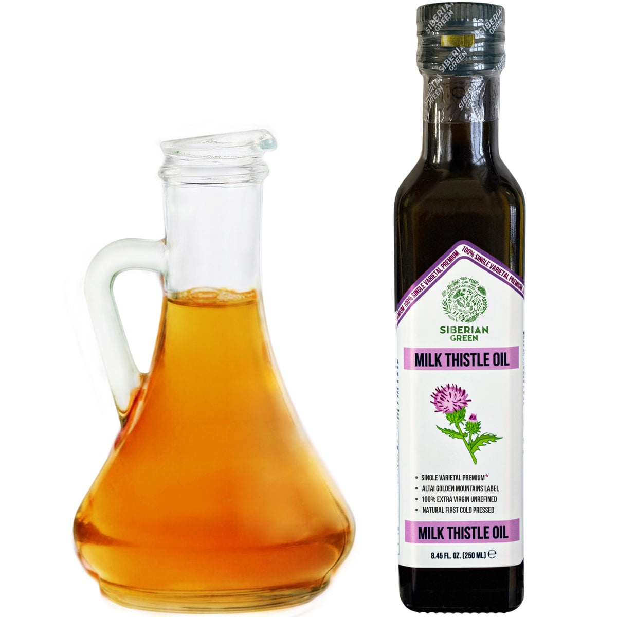 Huile de Chardon Vert de Sibérie - 250ml Extra Vierge pressée à froid