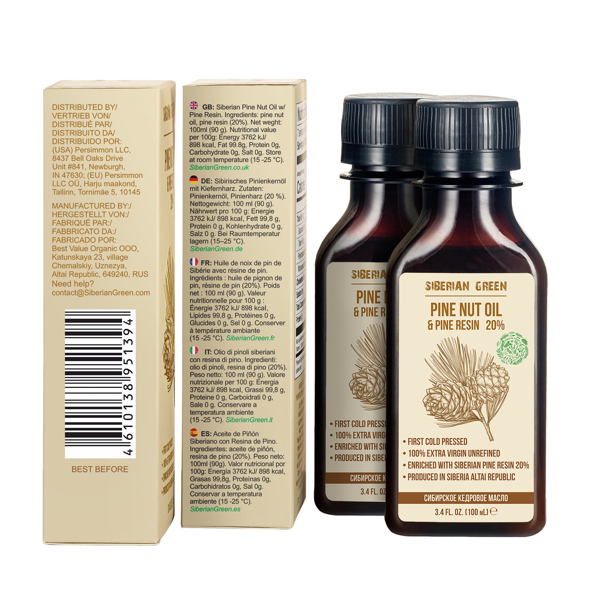 Siberian Pine Nut Oil with Cedar Resin - 100ml | 100% Natural & Cold Pressed