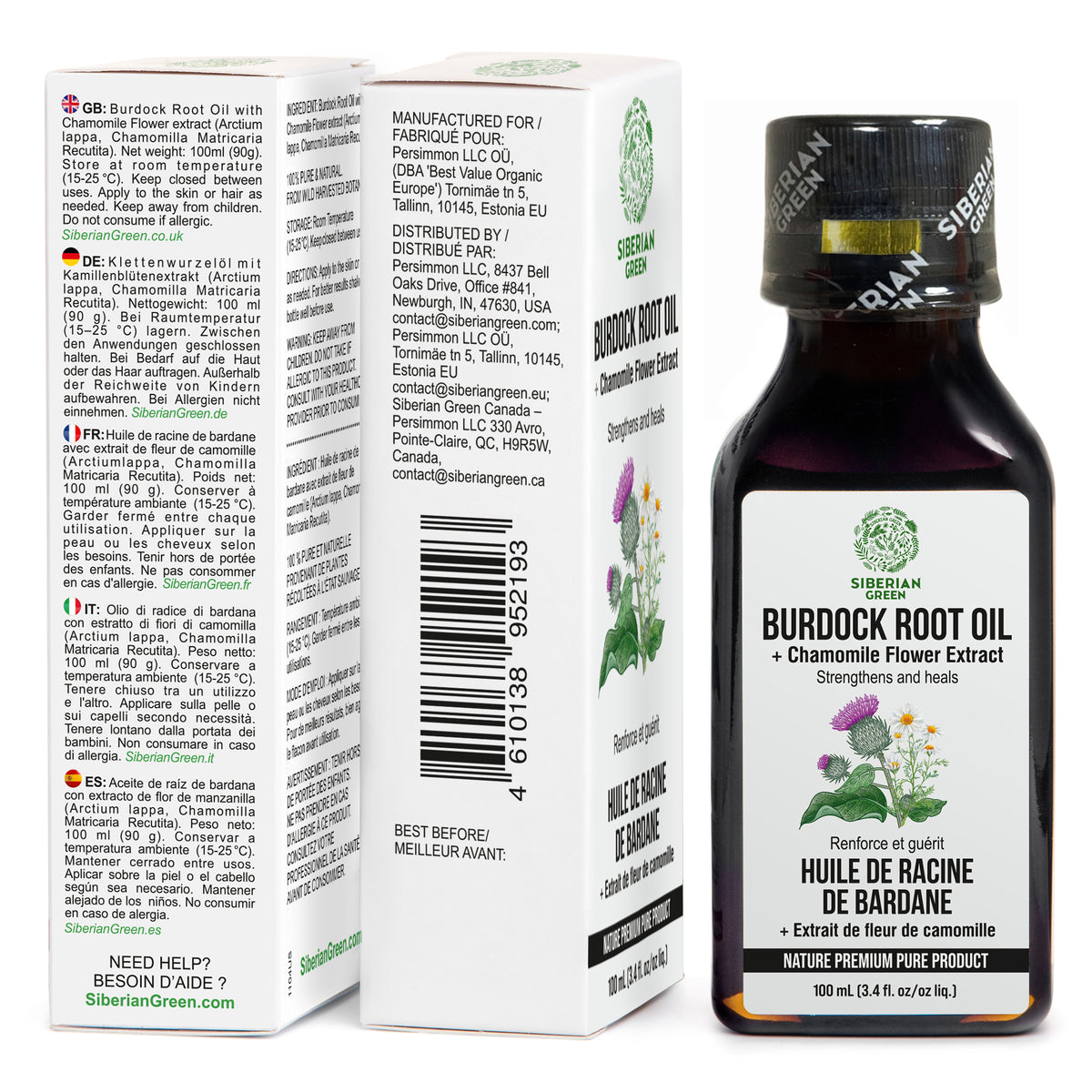 Olio di bardana con estratto di camomilla - Trattamento naturale per capelli più sani e forti