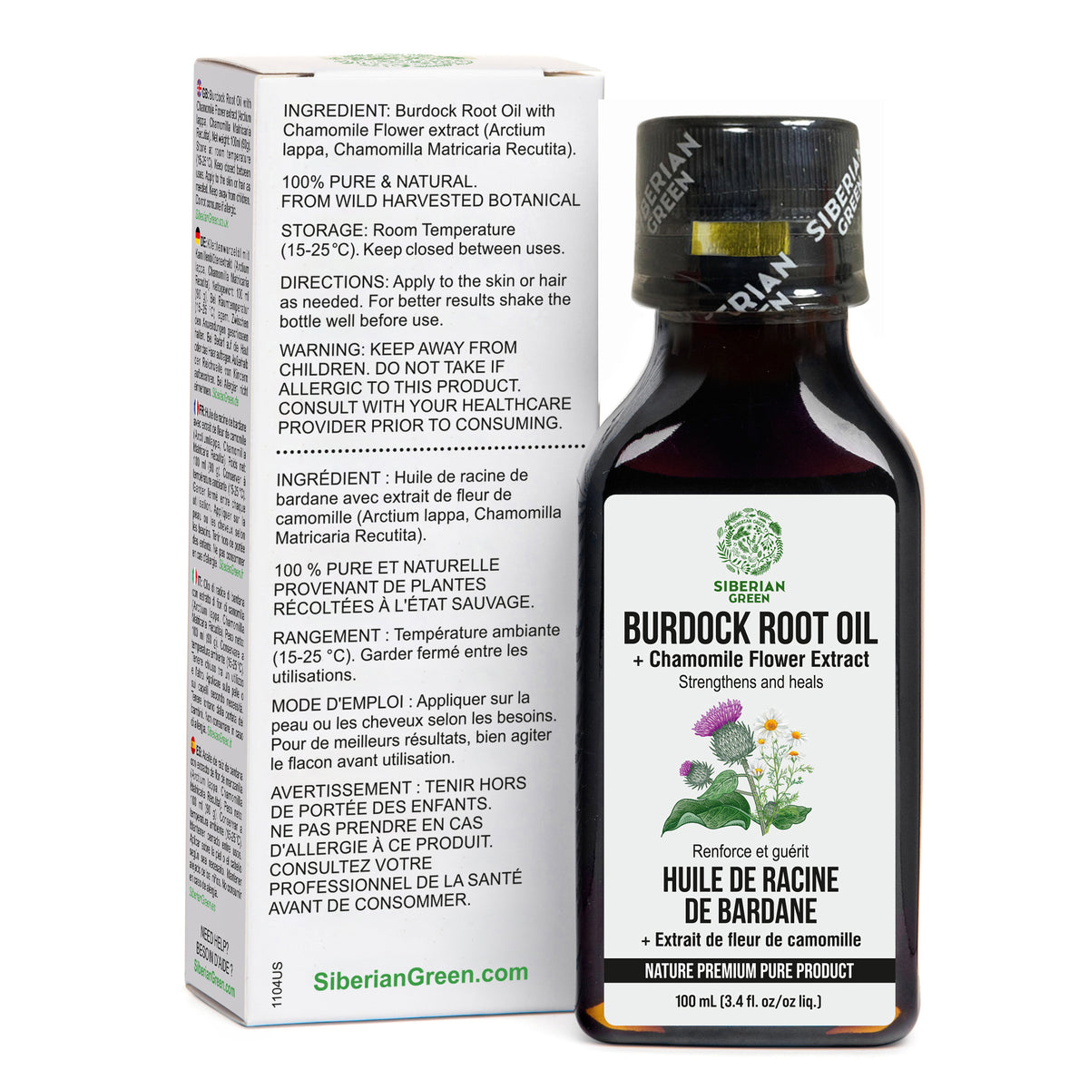 Olio di bardana con estratto di camomilla - Trattamento naturale per capelli più sani e forti