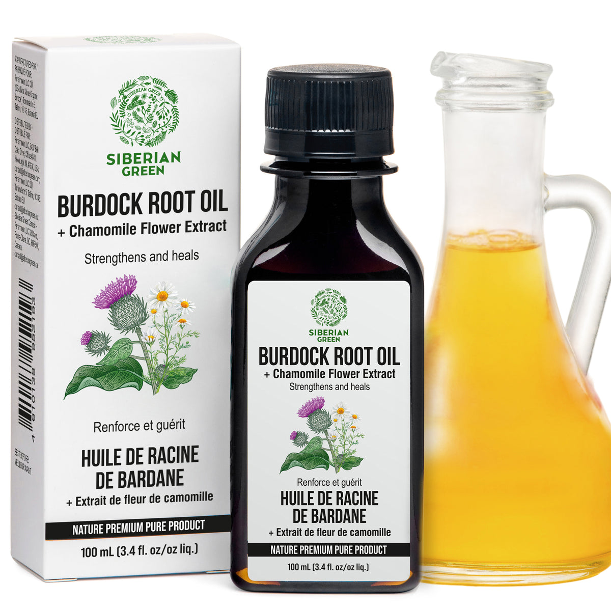 Olio di bardana con estratto di camomilla - Trattamento naturale per capelli più sani e forti