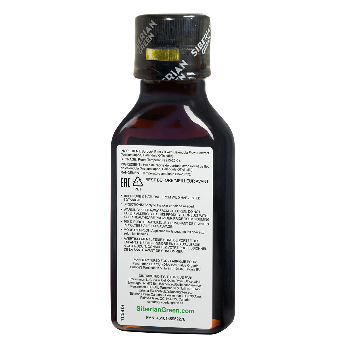 Huile de bardane avec extrait de calendula - Soins capillaires naturels pour des cheveux plus forts et plus volumineux