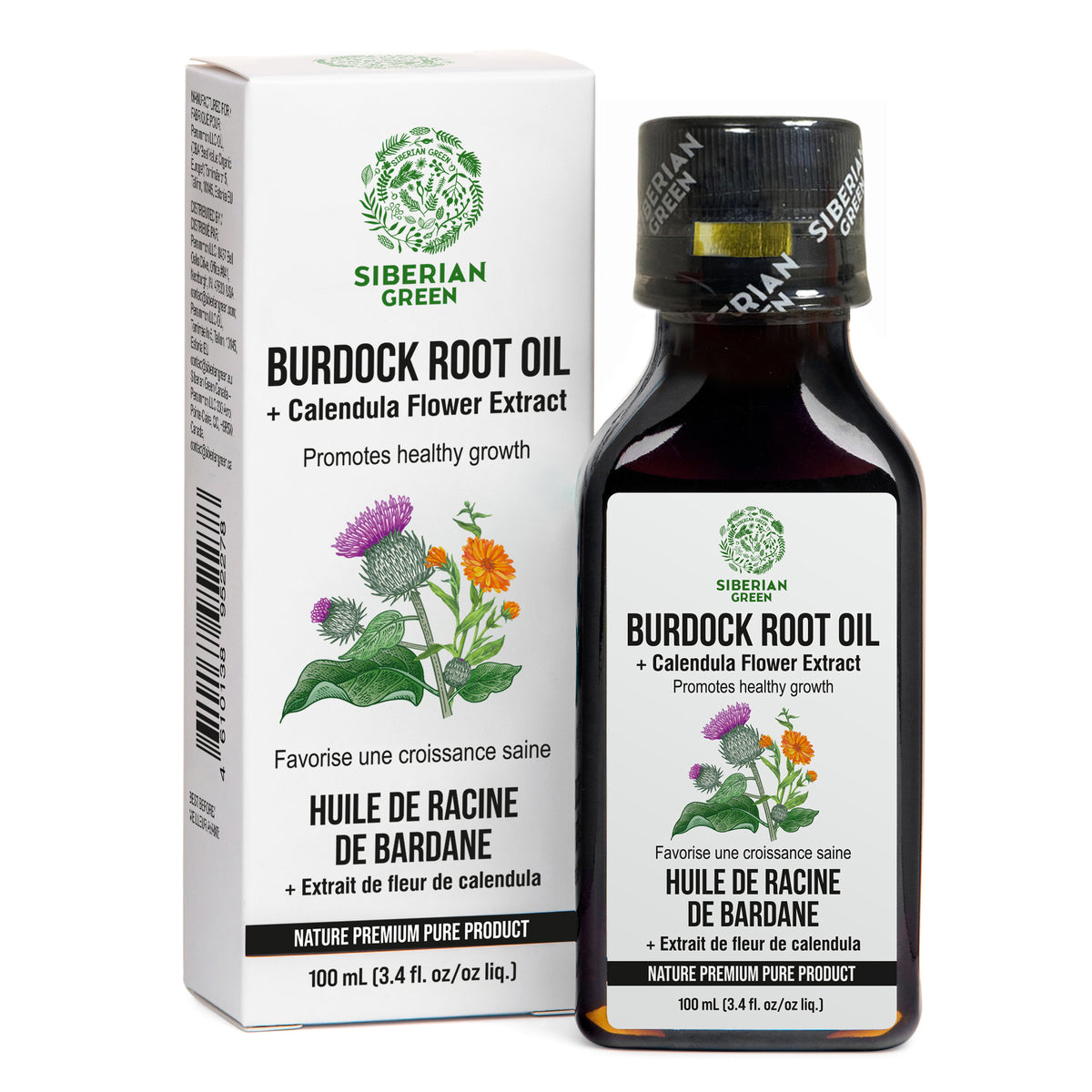 Huile de bardane avec extrait de calendula - Soins capillaires naturels pour des cheveux plus forts et plus volumineux