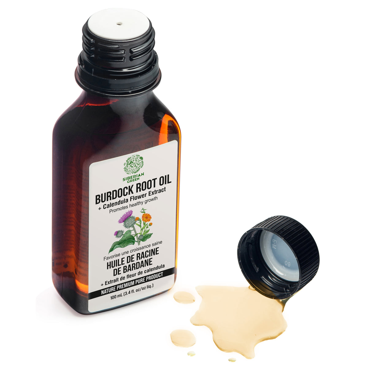 Aceite de bardana con extracto de caléndula - Cuidado capilar natural para un cabello más fuerte y con más volumen