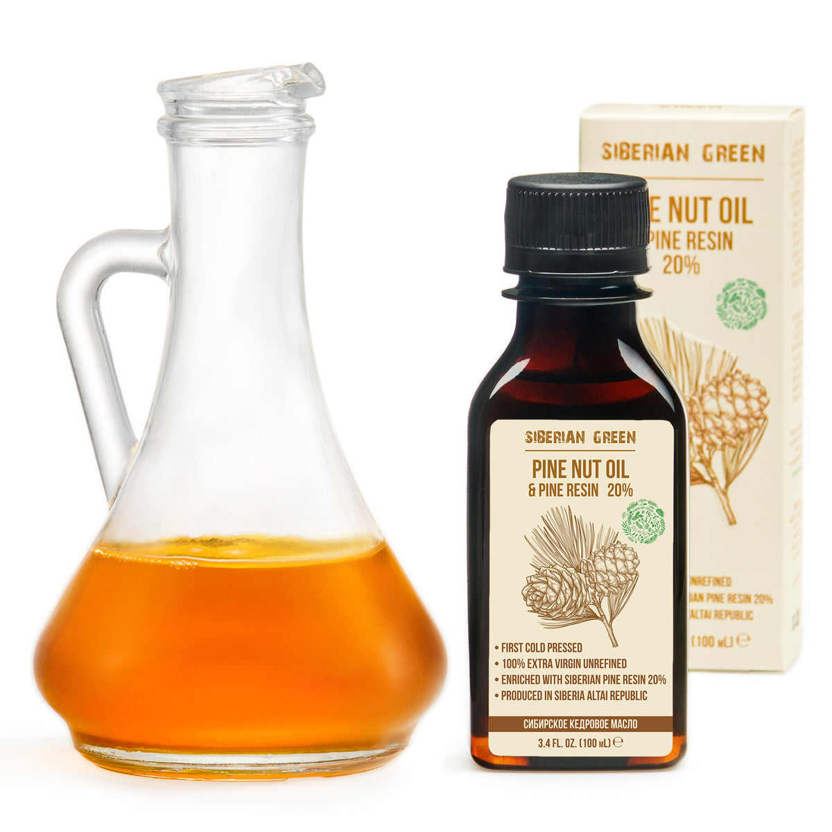 Siberian Pine Nut Oil with Cedar Resin - 100ml | 100% Natural & Cold Pressed