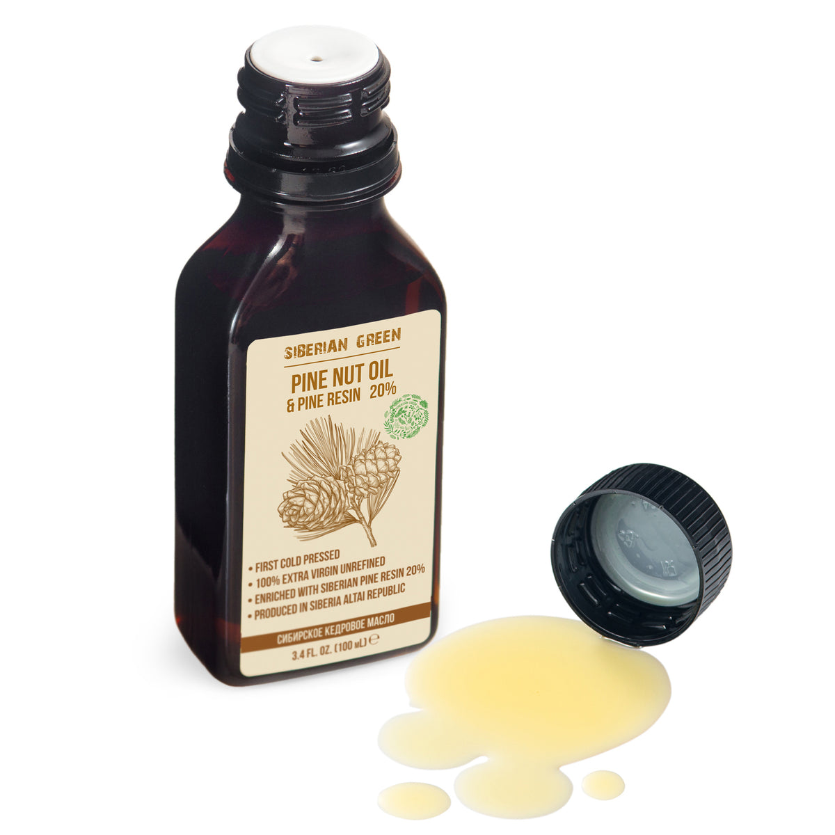Siberian Pine Nut Oil with Cedar Resin - 100ml | 100% Natural & Cold Pressed