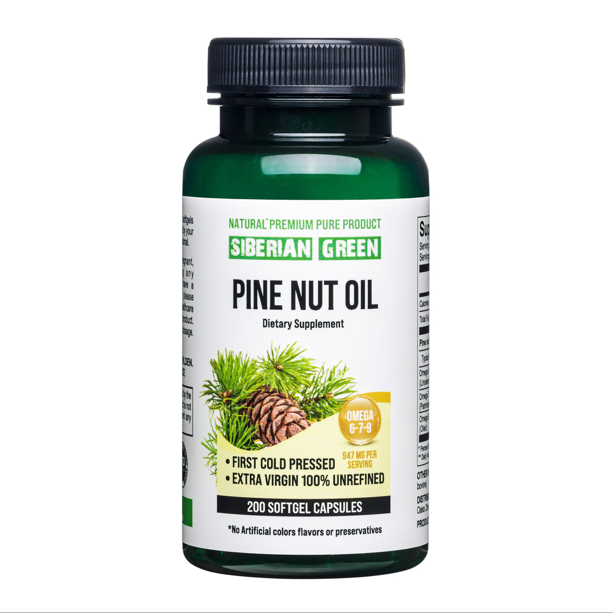 Siberian Pine Nut Oil Capsules – 200 Softgels | Wild Harvested & Cold Pressed