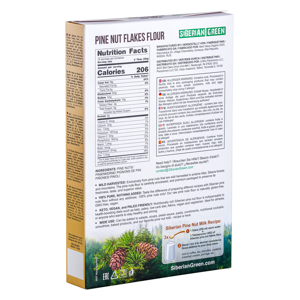 Siberian Pine Nut Powder – 454g | Organic Pine Nut Flour from Altai