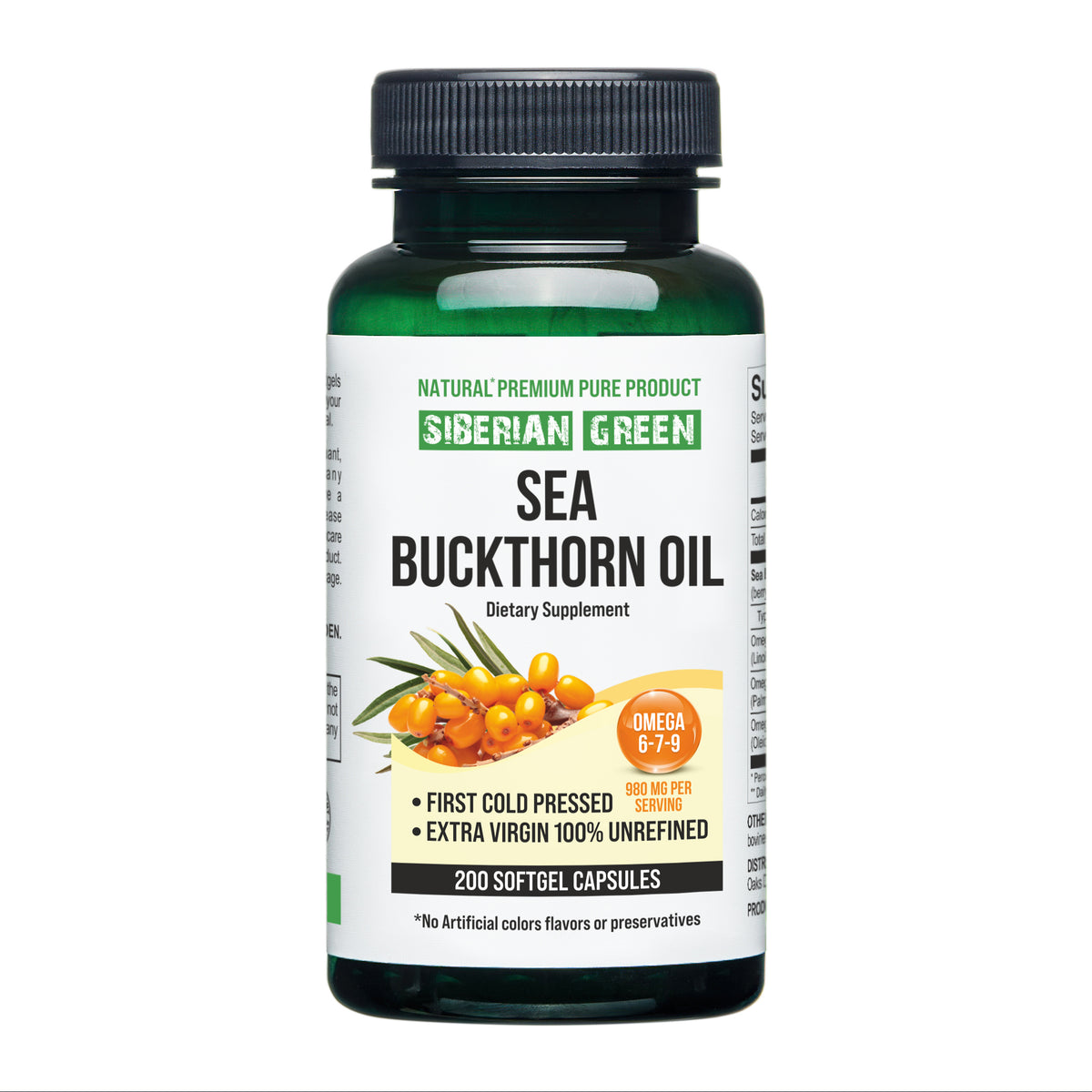 Siberian Sea Buckthorn Oil Capsules – 200 Cold-Pressed Softgels