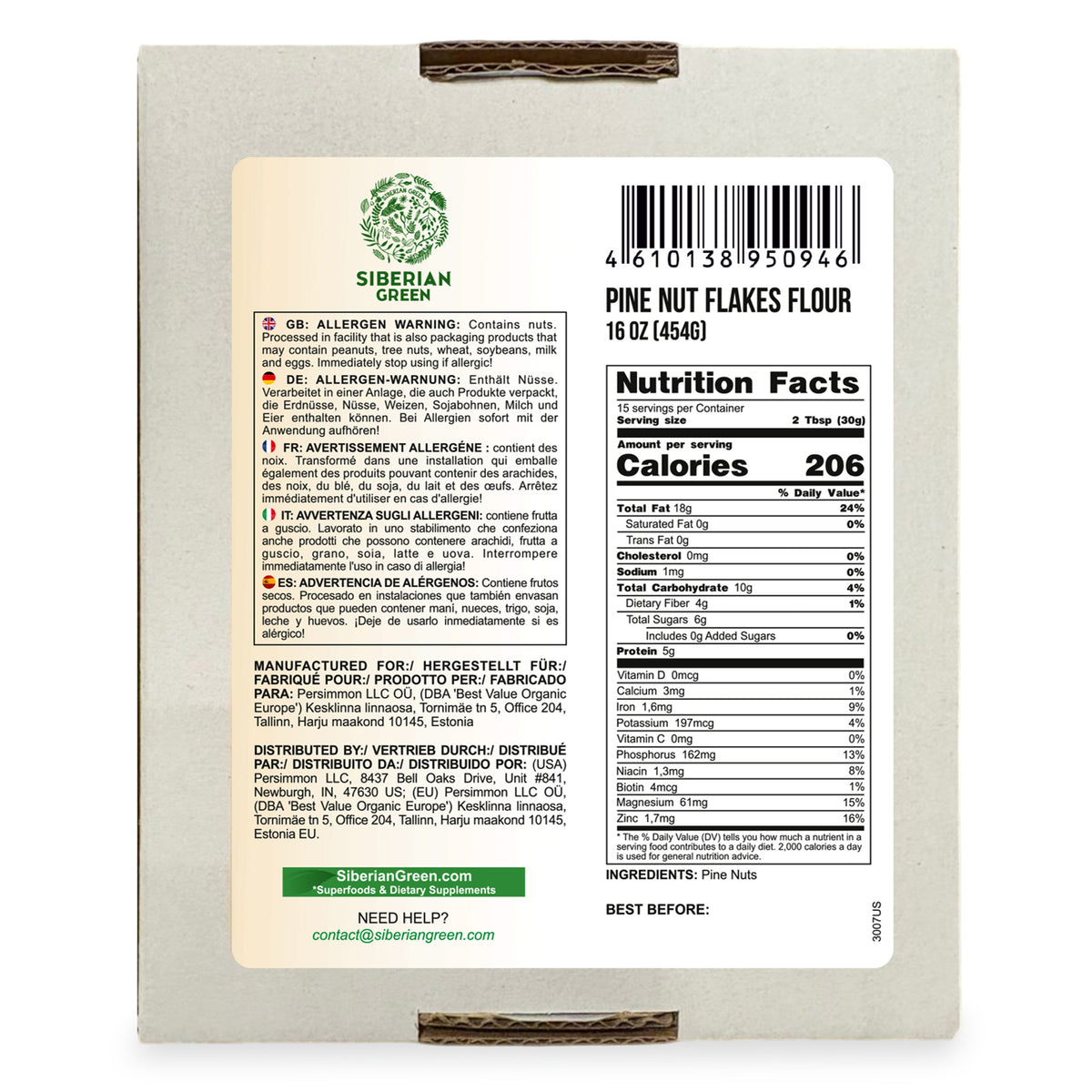 Siberian Pine Nut Powder – 454g | Organic Pine Nut Flour from Altai