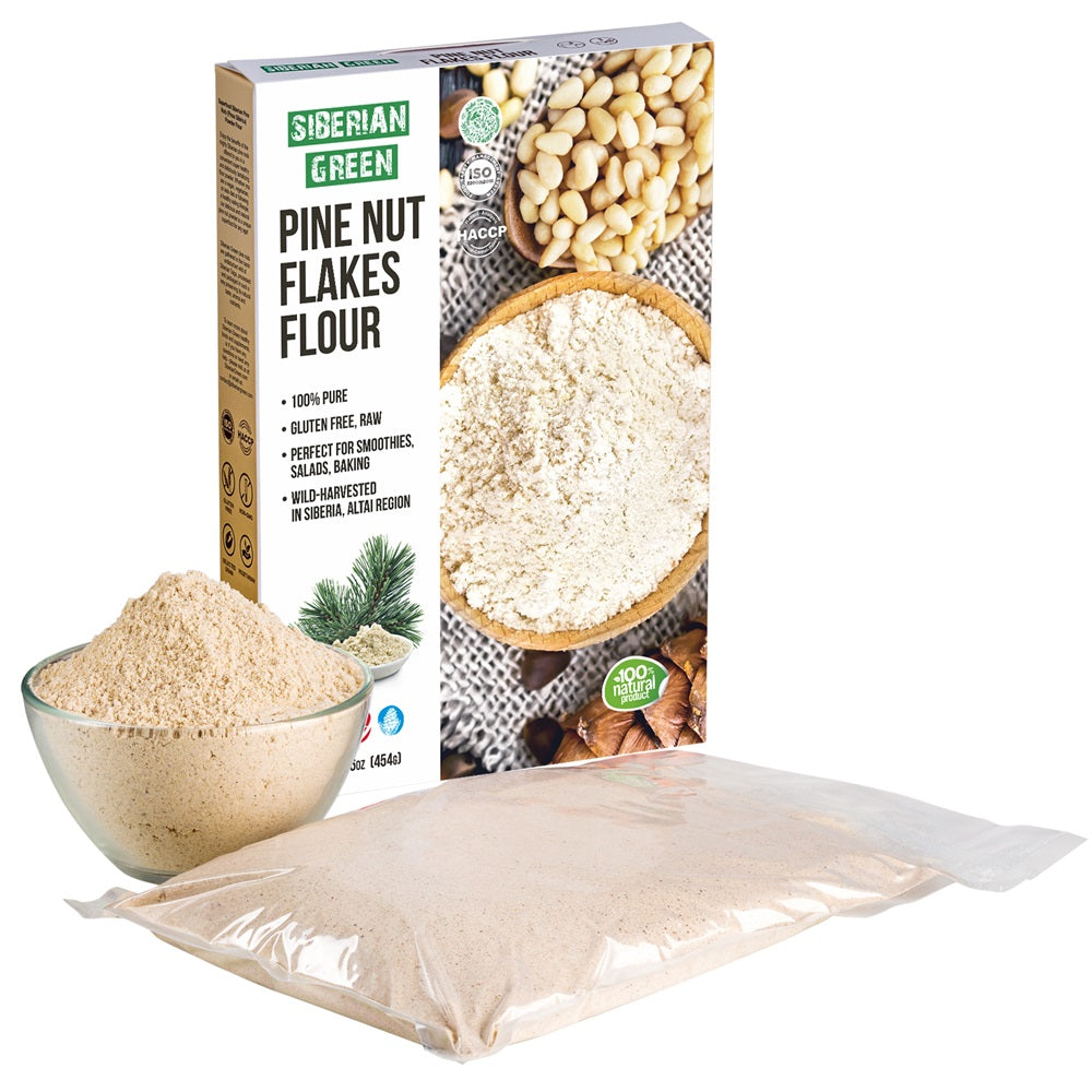 Siberian Pine Nut Flakes Flour Powder 454g Organic Wild Harvested Altai Region