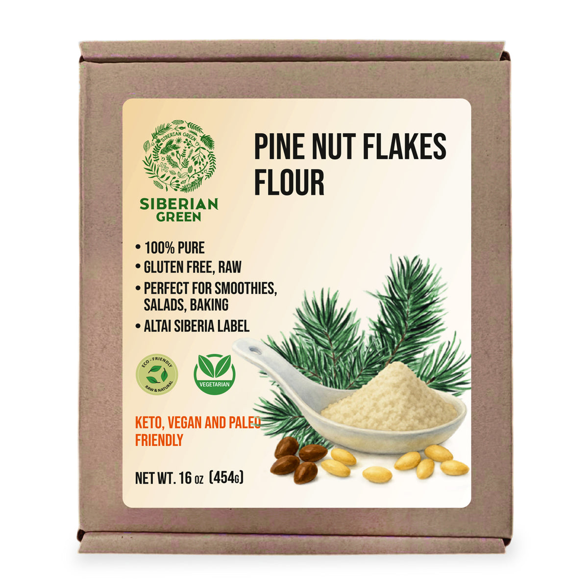 Polvere di pinoli siberiani - 454 g | Farina di pinoli biologici dell'Altai