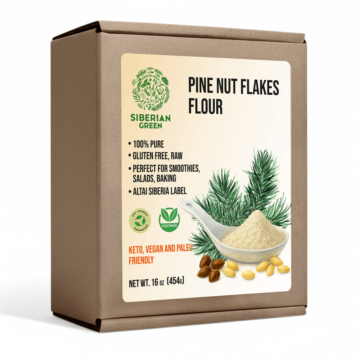 Polvere di pinoli siberiani - 454 g | Farina di pinoli biologici dell'Altai