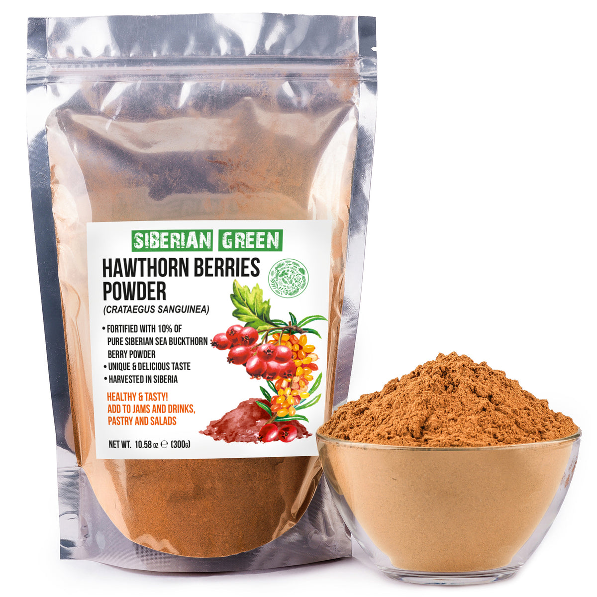 Hawthorn Powder Fortified with Sea Buckthorn Berries Powder – 300g