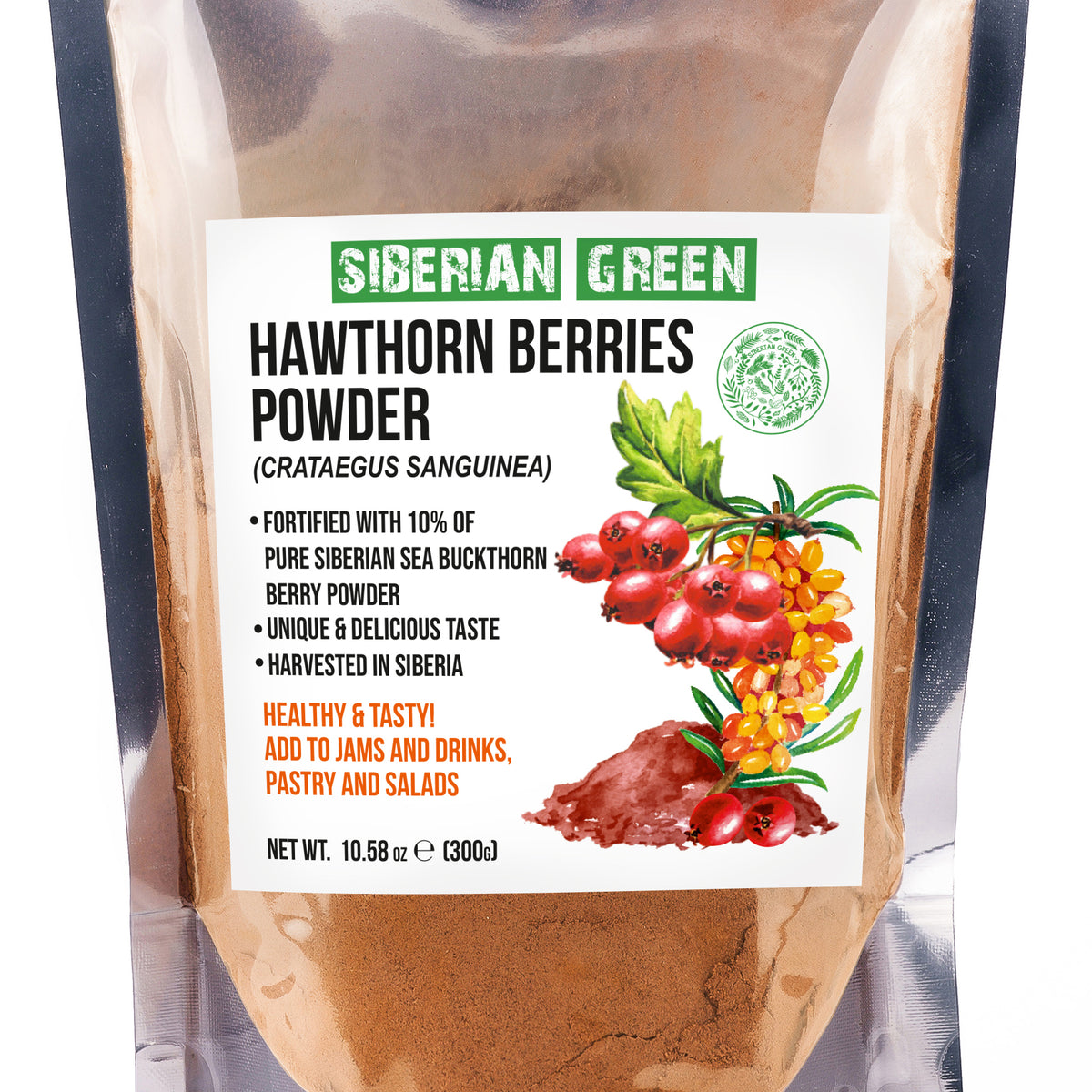 Hawthorn Powder Fortified with Sea Buckthorn Berries Powder – 300g