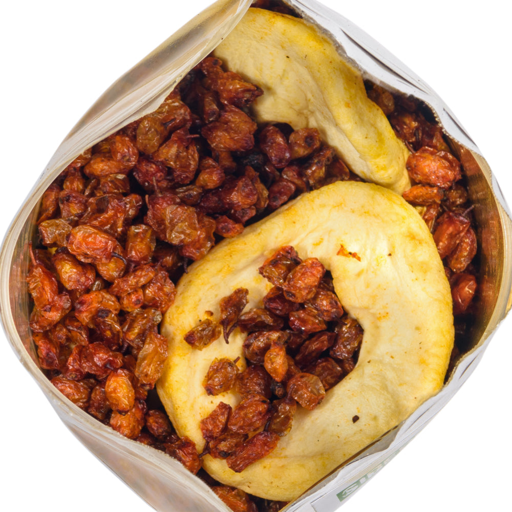 Olivello spinoso siberiano e fette di mela - 200 g - Miscela di bacche selvatiche essiccate