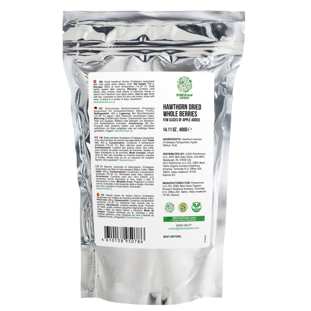 Bacche di biancospino rosso selvatico con mela siberiana - 400 g (Crataegus Sanguinea)