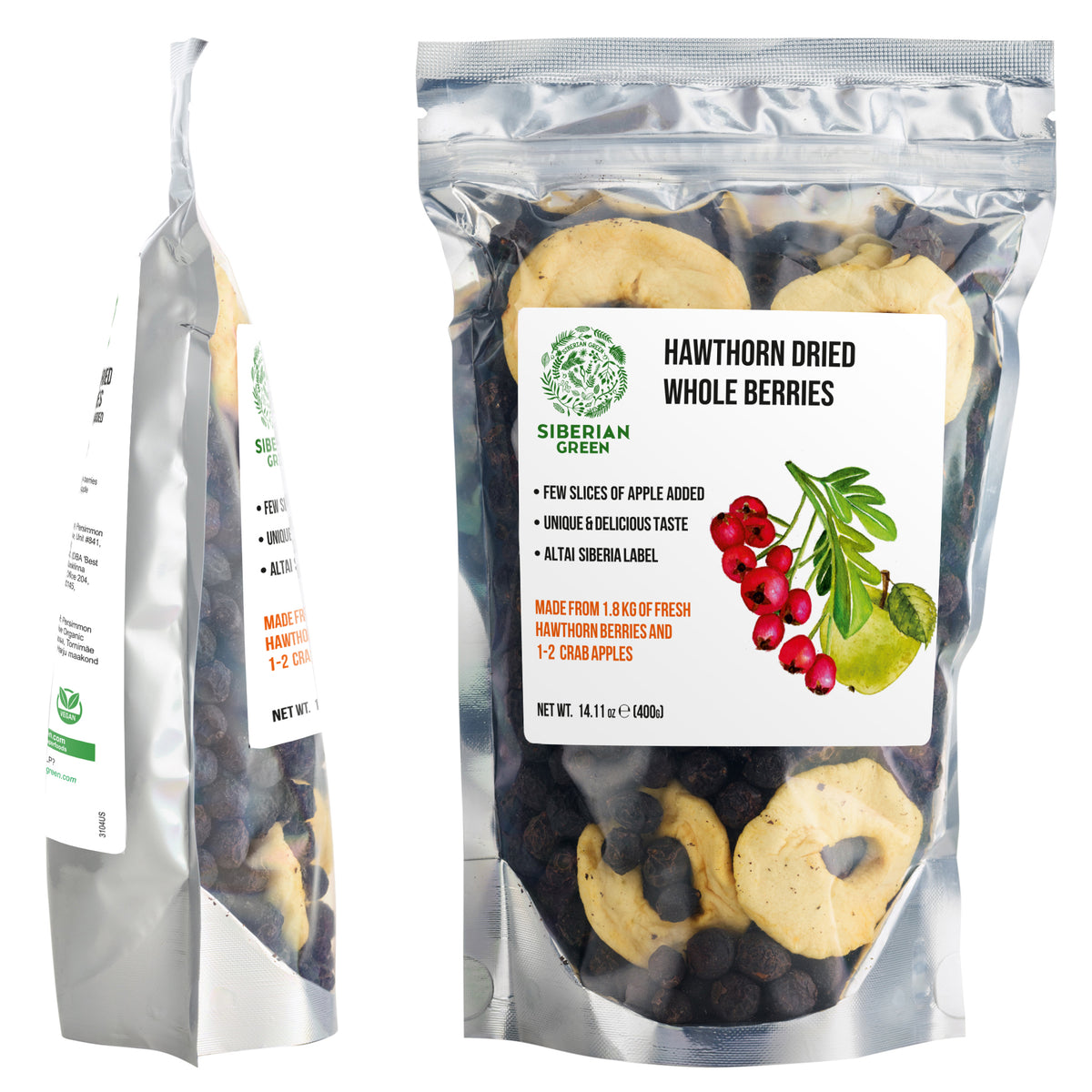 Bacche di biancospino rosso selvatico con mela siberiana - 400 g (Crataegus Sanguinea)