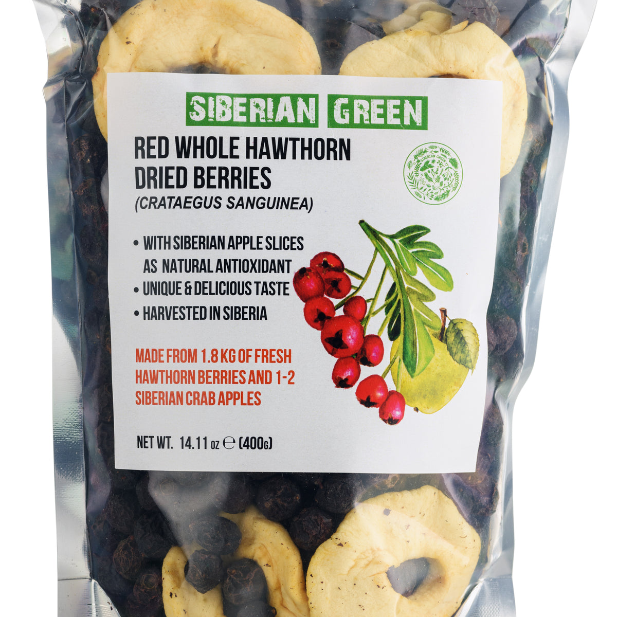 Whole Red Hawthorn Dried Berries – 400g (Crataegus Sanguinea)