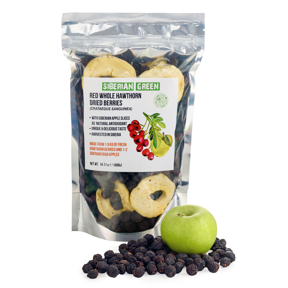 Whole Red Hawthorn Dried Berries – 400g (Crataegus Sanguinea)