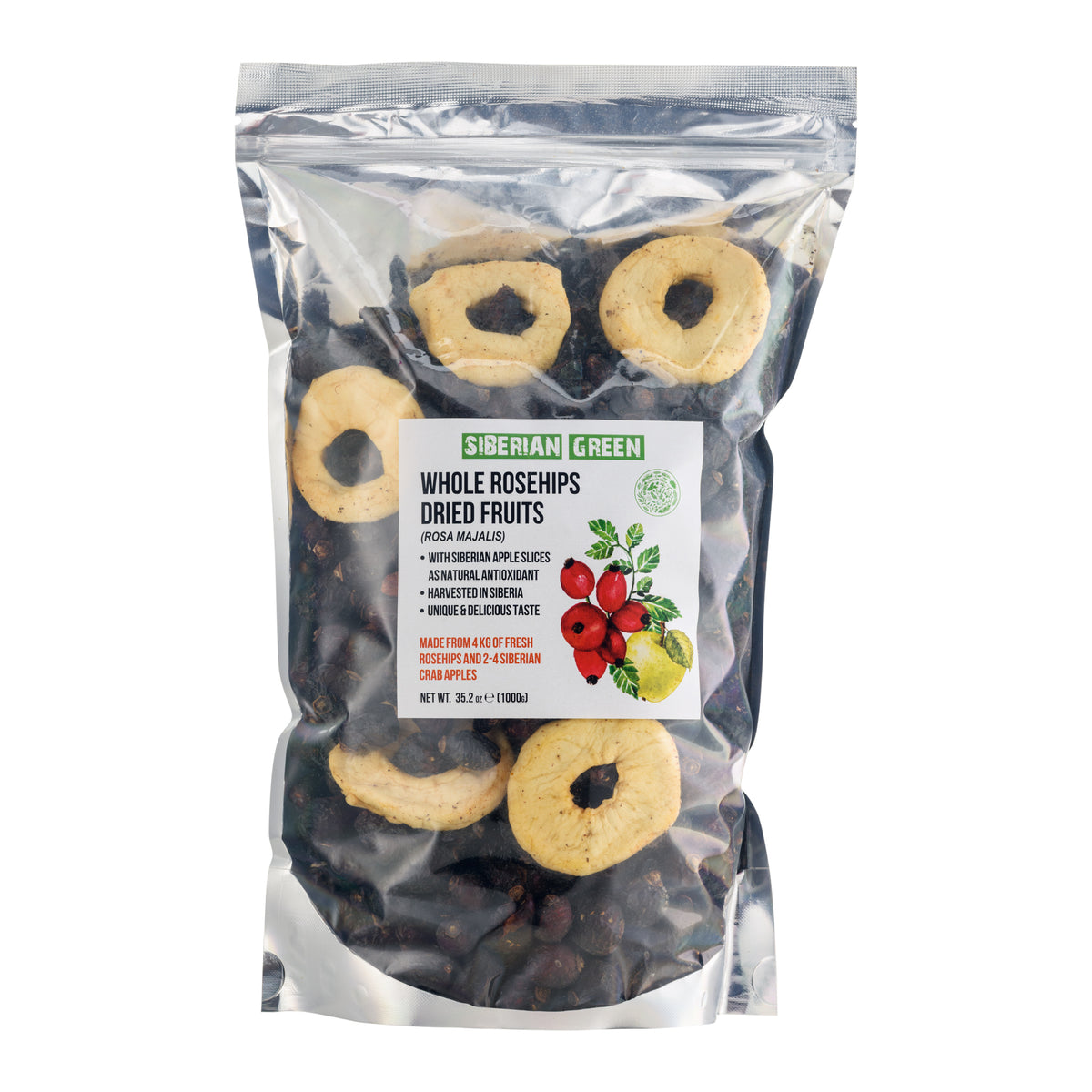 Siberian Dried Rose Hips Whole Seeds with Apple Slices – 1 kg | All-Natural Nutrient Preserved Product