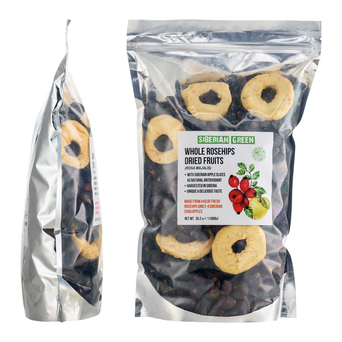 Siberian Dried Rose Hips Whole Seeds with Apple Slices – 1 kg | All-Natural Nutrient Preserved Product