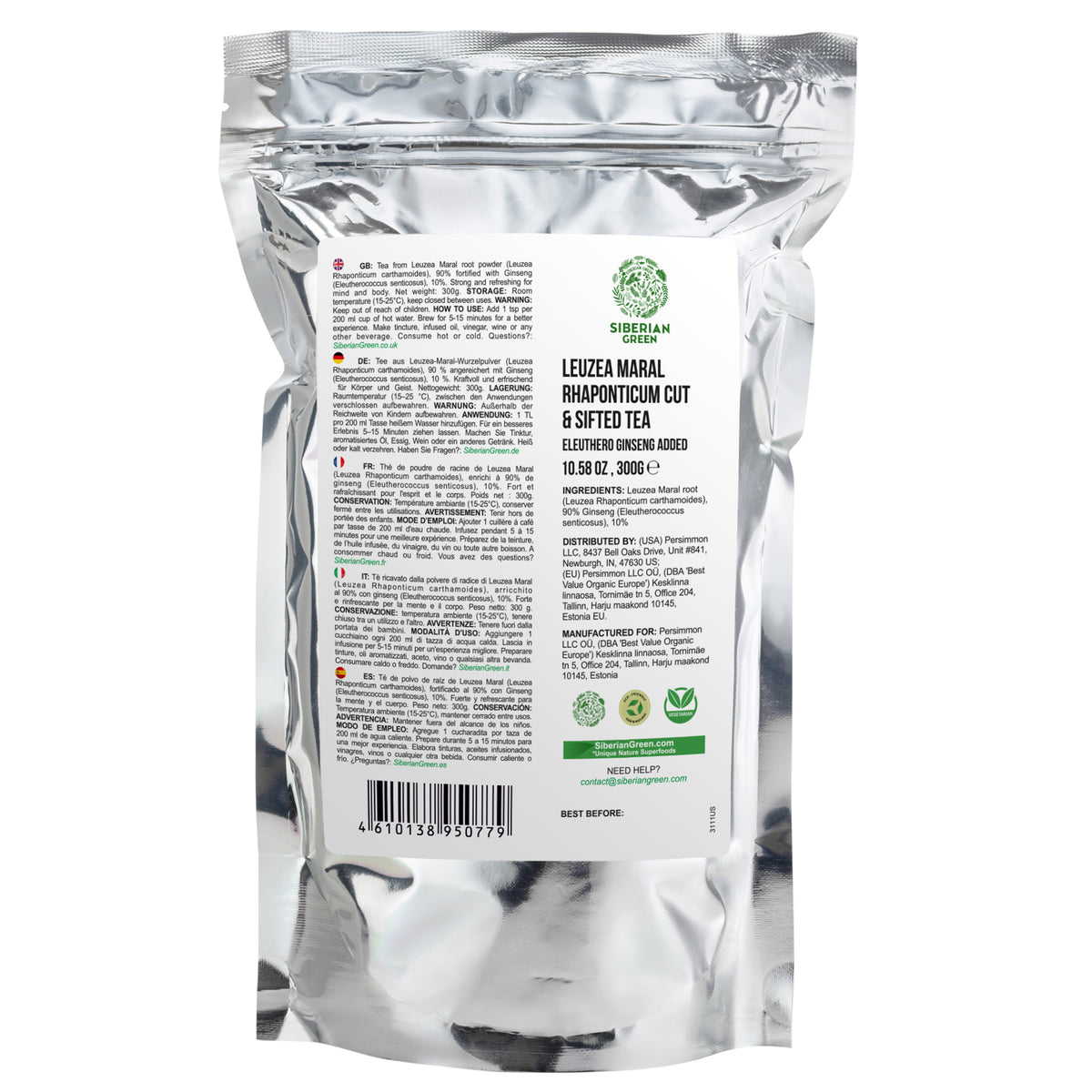 Tè in polvere di radice di Leuzea ed Eleuthero - 300 g - Miscela di adattogeni dall'Altai